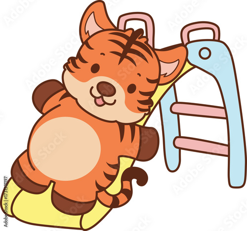 Illustrations of cute tiger character vector clip art for kids.