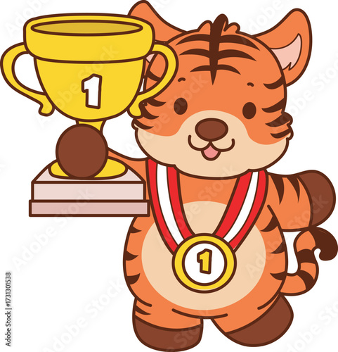Illustrations of cute tiger character vector clip art for kids.