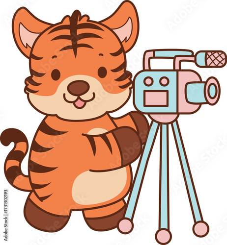 Illustrations of cute tiger character vector clip art for kids.