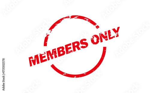 MEMBERS ONLY - Red Rubber Stamp With text MEMBERS ONLY
