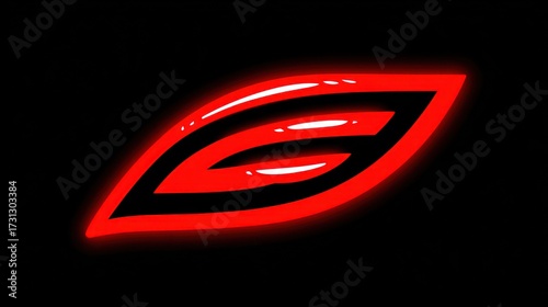 Abstract red glowing leaf like design element on black background