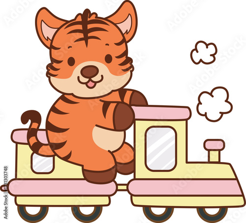 Illustrations of cute tiger character vector clip art for kids.