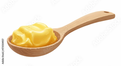 A Spoonful of Golden Yellow Butter A Rich Creamy Dairy Product Ready for Cooking Baking or Spreading on Toast Delicious and Versatile Food Ingredient