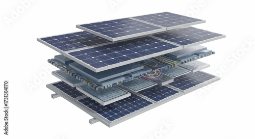 Solar panels on a white background