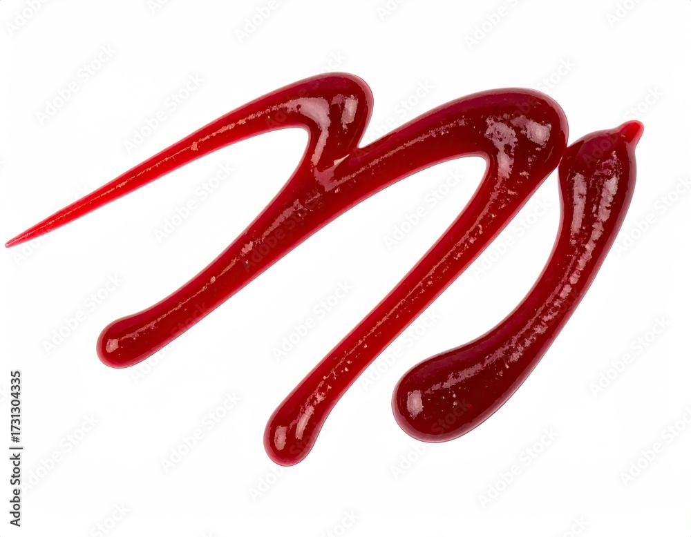Naklejka premium Vibrant Red Sauce Swirl on White Background.