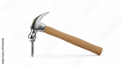 A close up 3d render of a hammer with a nail stuck in its head to represent failure and errors in construction or DIY projects highlighting a common mistake