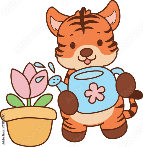 Illustrations of cute tiger character vector clip art for kids.
