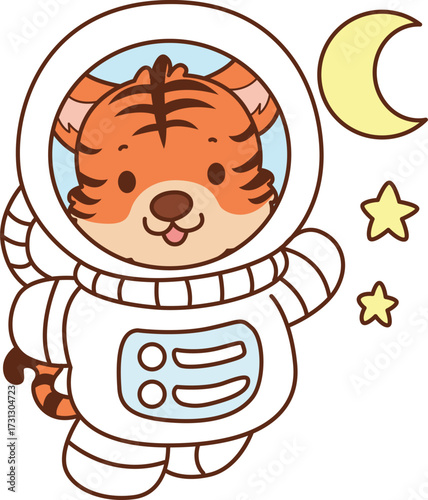 Illustrations of cute tiger character vector clip art for kids.