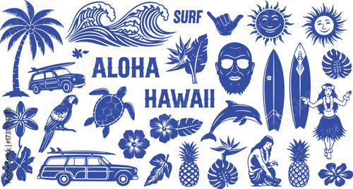  Vector icon set in a woodcut style depicting Western ranching and trail life.