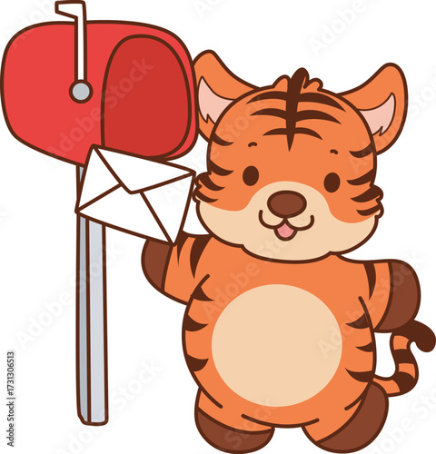 Illustrations of cute tiger character vector clip art for kids.