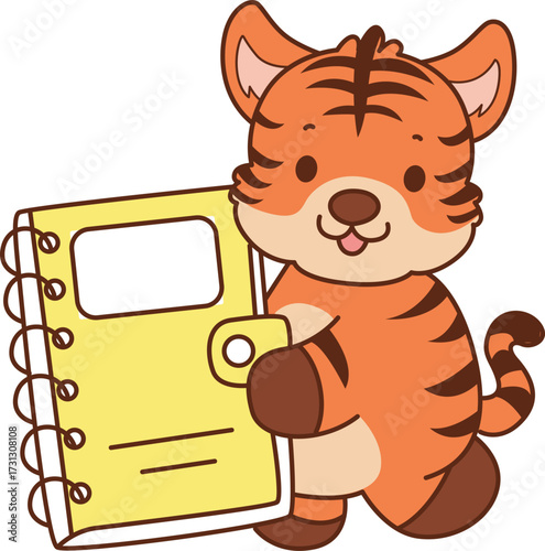 Illustrations of cute tiger character vector clip art for kids.