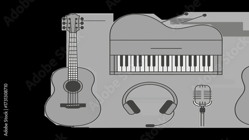 Guitar Vector Illustration – Musical Instrument Design for Music, Band, and Performance Projects