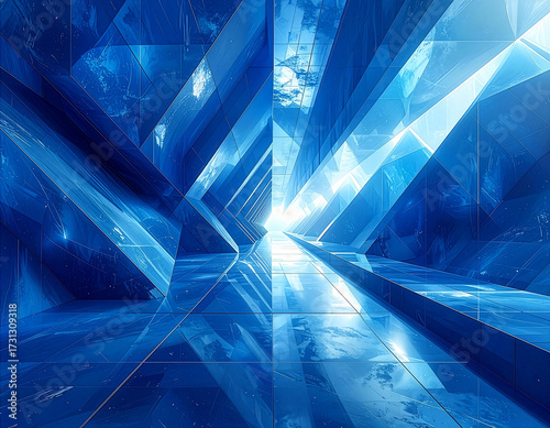 Futuristic geometric blue abstract background, tech style, modern clean design, high resolution
