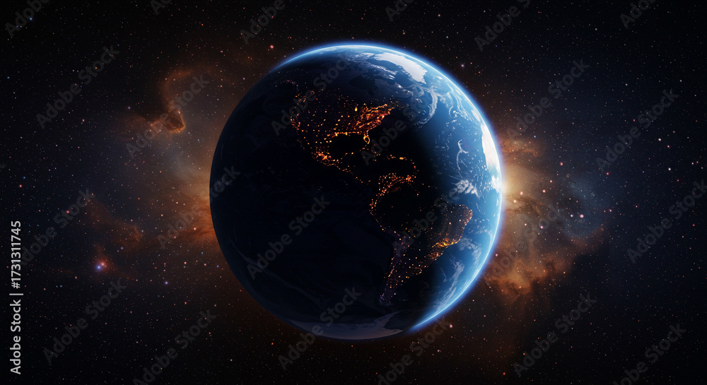 Obraz premium Earth eclipse glowing in cosmic dramatic tones