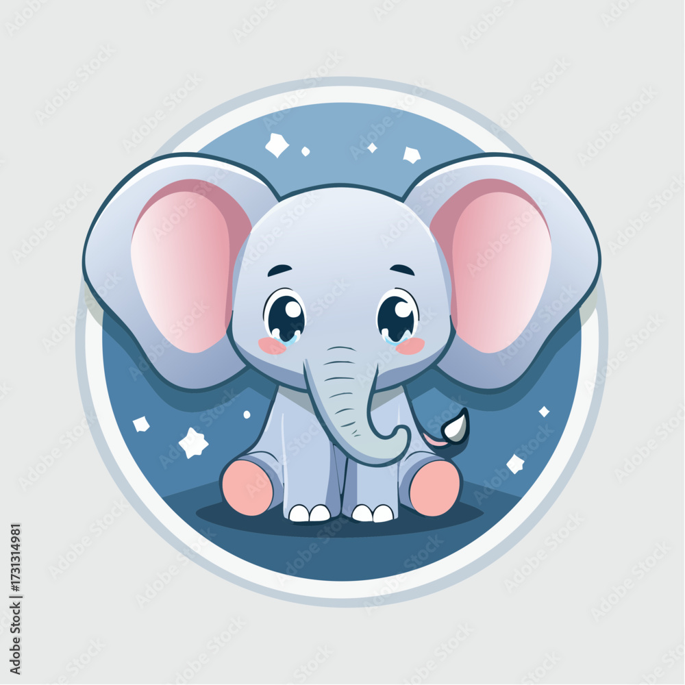Obraz premium Playful Elephant Mascot Vector for Children’s Merchandise and Decor, Happy Baby Elephant Character Design for Poster and Greeting Card