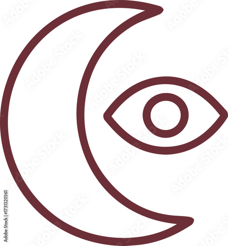 Mystical Crescent Moon and All Seeing Eye Emblem Spiritual Symbolism Vector Art