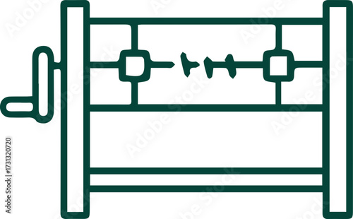 Simple Line Art Illustration of a Hand Crank Noodle Maker Kitchen Tool