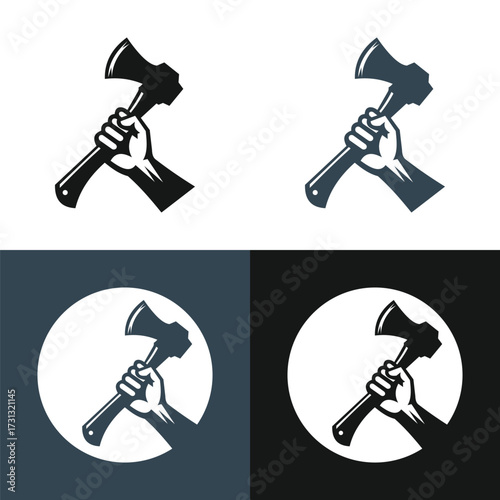 Vector Silhouette of Hand Holding Axe