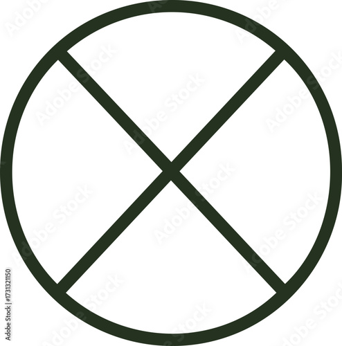 Clear minimalist dark green circle with cross indicating stop or cancel symbol