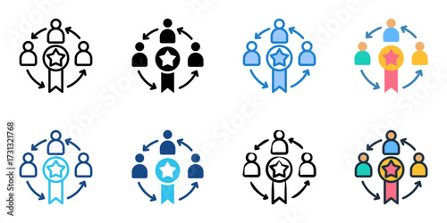 Symbolic interactionism icon set multiple style collection 
