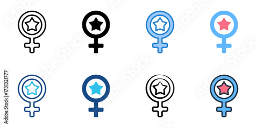 Feminism icon set multiple style collection 
