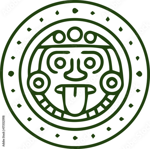 Mystical Aztec Mayan Inspired Mask with Protruding Tongue Design