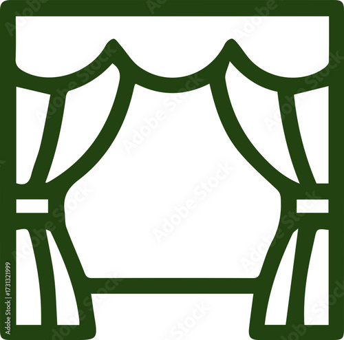 Classic theater stage open curtain icon design for performance and events