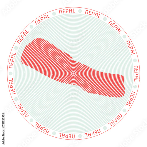 Nepal shape radial arcs. Country round icon. Nepal logo design poster. Charming vector illustration.