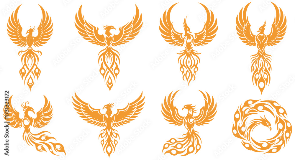 Foto Elegant phoenix designs: mythic rebirth, powerful symbol for branding, marketing