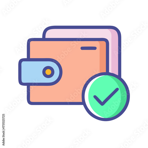 Verified payment method with wallet and checkmark illustration