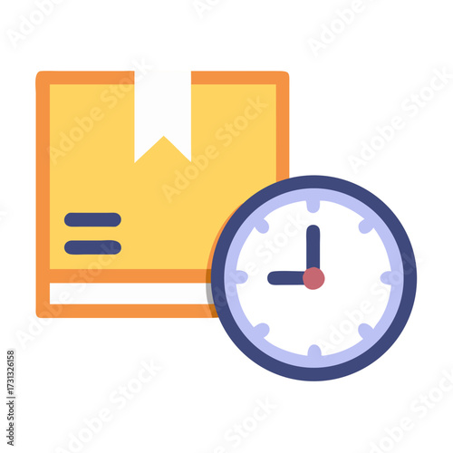 Delivery time icon featuring a box and clock