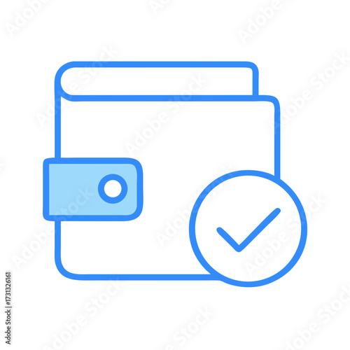 Tableau sur toile Wallet icon with check mark symbol for payment verification
