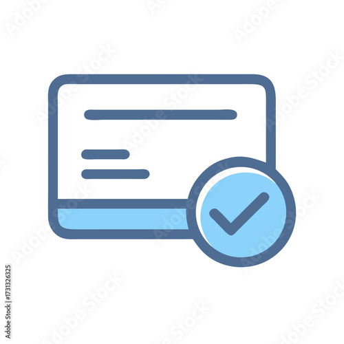Credit card with checkmark symbol representing successful transaction icon