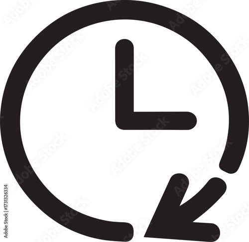 Black clock icon with circular arrow indicating time passing or repeat symbol