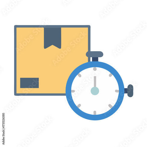 Fast delivery service concept with package and stopwatch illustration