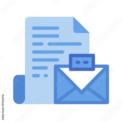 Flat vector illustration of email notification with document file