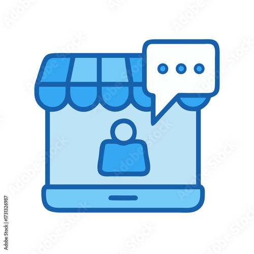 Mobile commerce with user and messaging icon illustration