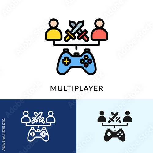 Multiplayer Icon Filled With Multiple Background