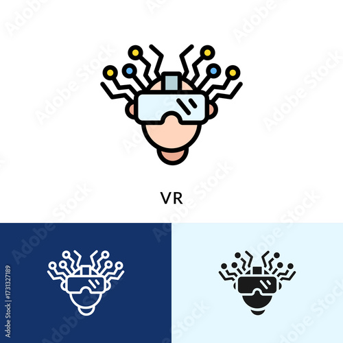 Vr Icon Filled With Multiple Background