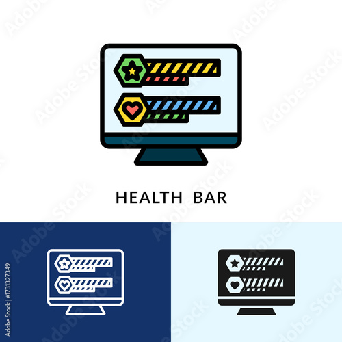 Health Bar Icon Filled With Multiple Background