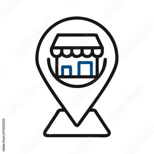 Store location pinpoint icon on black background illustration
