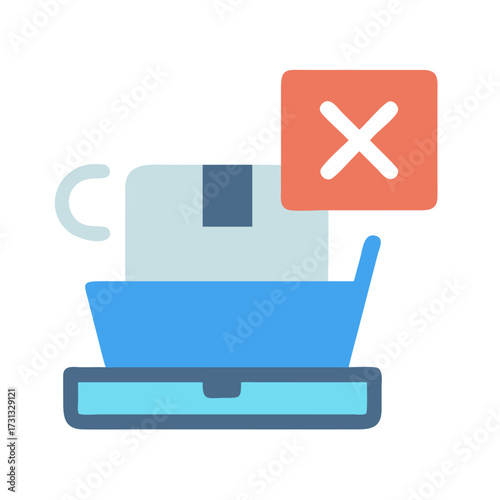 Illustration of deletion icon with folder and cancel symbol