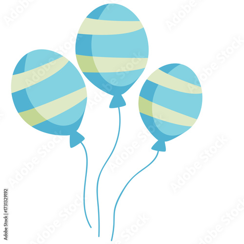 Blue striped round balloons tied together, adding retro or nautical flair to birthday, beach, or summer-themed events.
