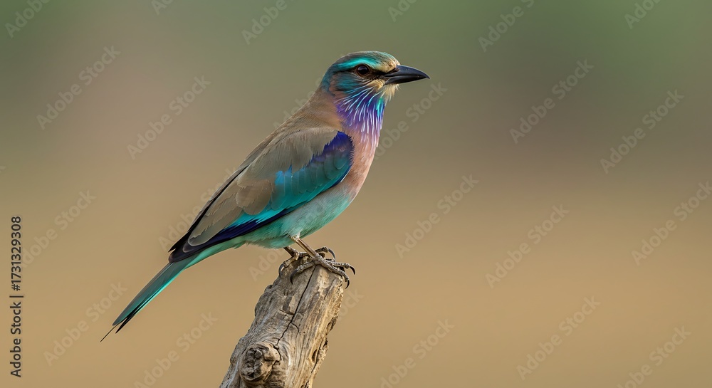 Fototapeta premium Colorful bird perched on a branch against a blurred background