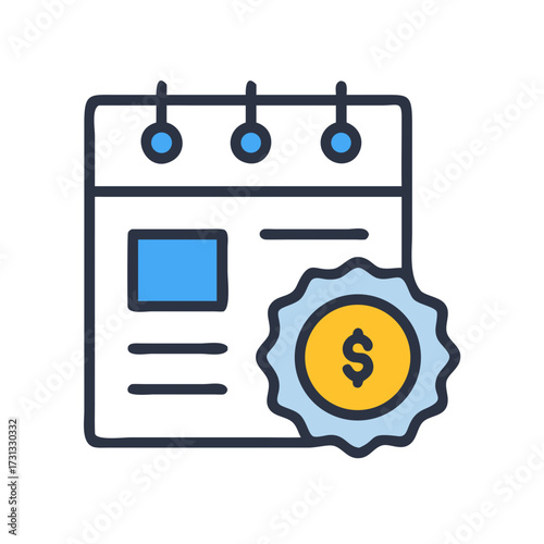 Calendar with money badge icon vector illustration design