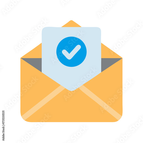 Envelope with checkmark illustrates email confirmation and success concept
