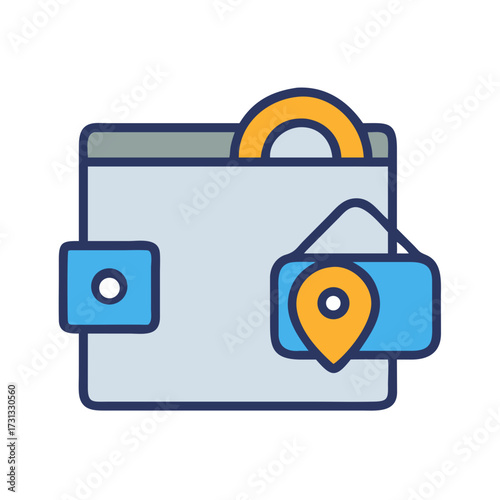 Flat design wallet with location pin for business purpose