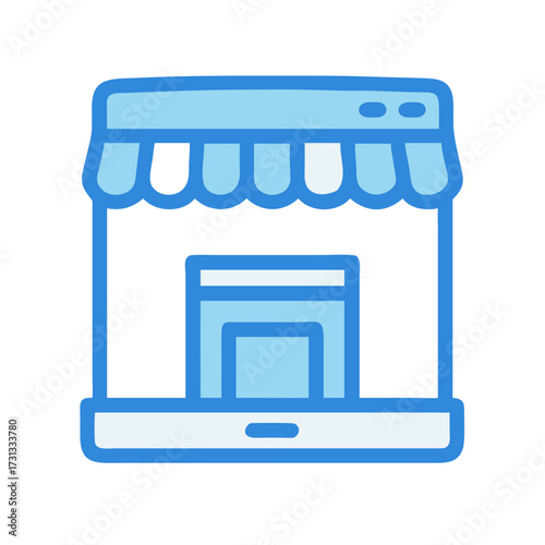 Online store mobile application icon in flat design style