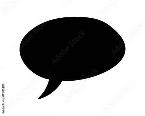 A simple black speech bubble on a white background for graphics design