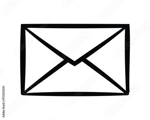 Stylized vector illustration of a classic envelope in black and white